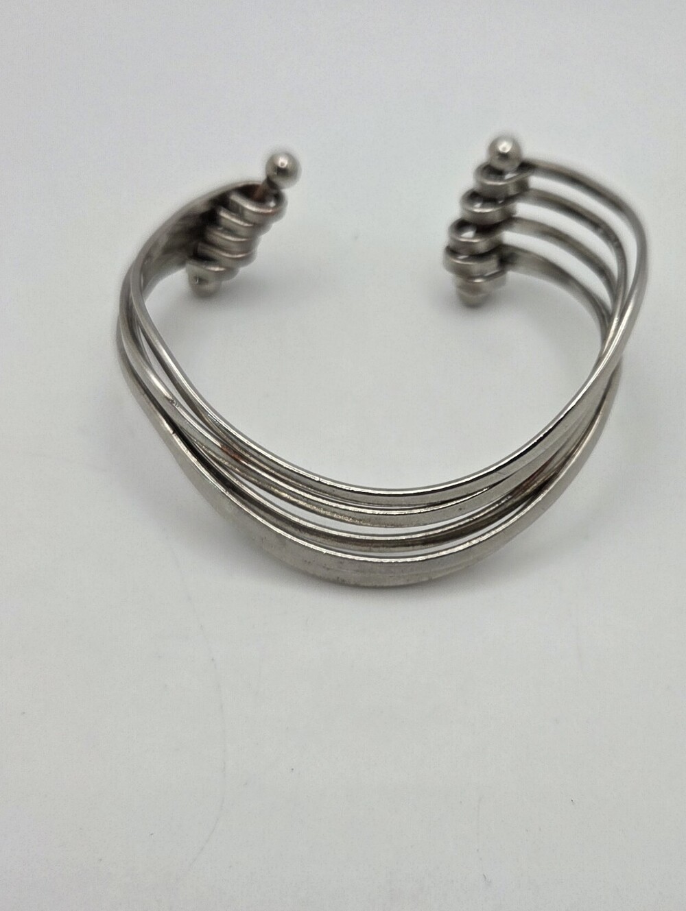 Sterling Silver Plated Multi-Band Cuff Bracelet - Silver Plated Women Jewelry - Picture 3 of 5